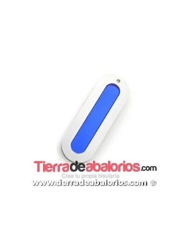 Colgante Metacrilato 55x18mm, Plata y Azul Oscuro