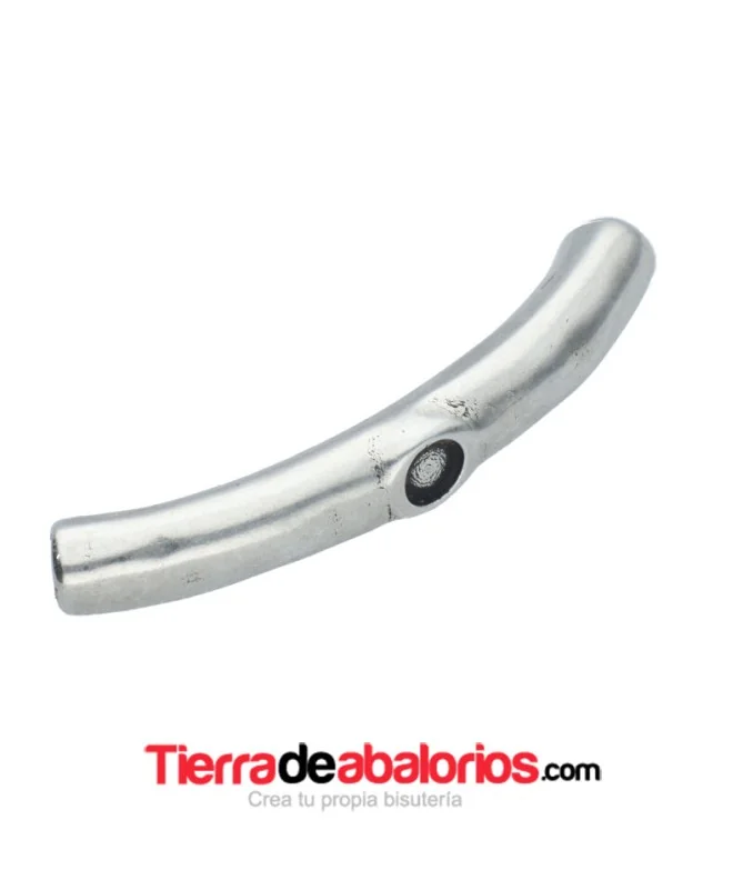 Tubo Curvo Irregular 41x6mm Agujero 2mm, Plateado