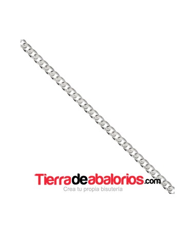 Cadena Barbada Diamantada 3x2mm, Plateada