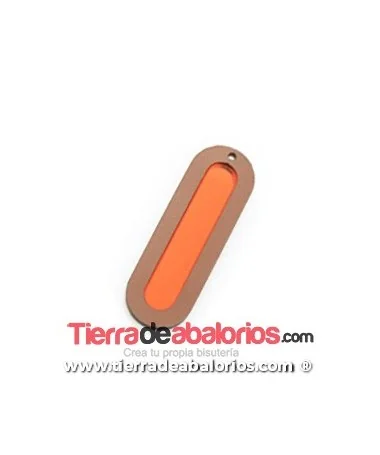 Colgante Metacrilato 55x18mm, Marrón y Naranja Colgante Metacrilato 55x18mm, Marrón y Naranja