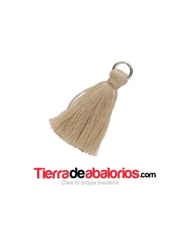 Borla de Algodón con Anilla 25/30mm, Beige (10 uds.) Borla de Algodón con Anilla 25/30mm, Beige