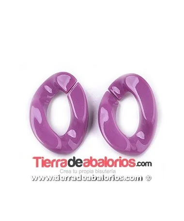 Eslabón Acrílico 28x20mm Púrpura Neón