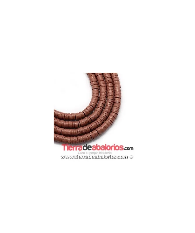 Aros de Arcilla 4x1mm Agujero 1mm, Marrón Chocolate