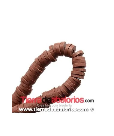 Aros de Arcilla 4x1mm Agujero 1mm, Marrón Chocolate