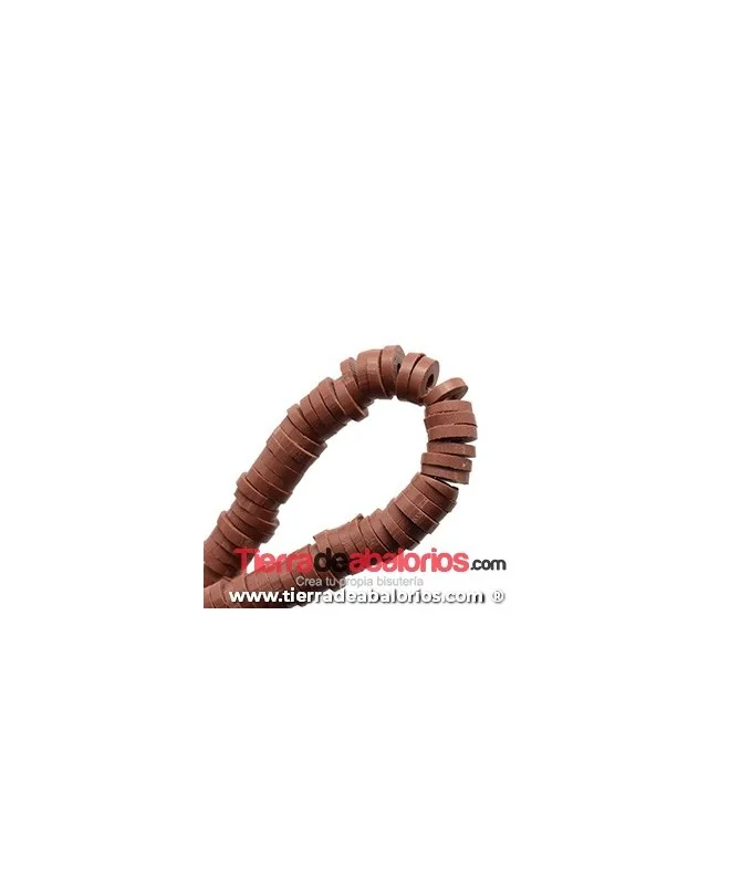 Aros de Arcilla 4x1mm Agujero 1mm, Marrón Chocolate