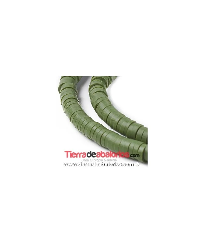 Aros de Arcilla 4x1mm Agujero 1mm, Verde Oliva