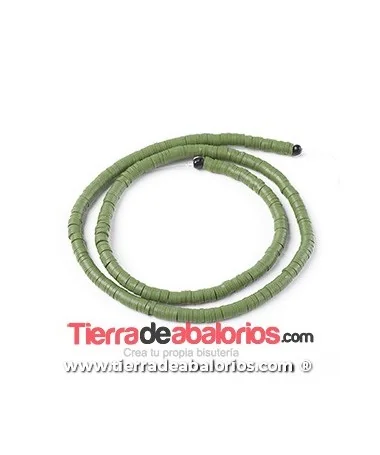 Aros de Arcilla 4x1mm Agujero 1mm, Verde Oliva