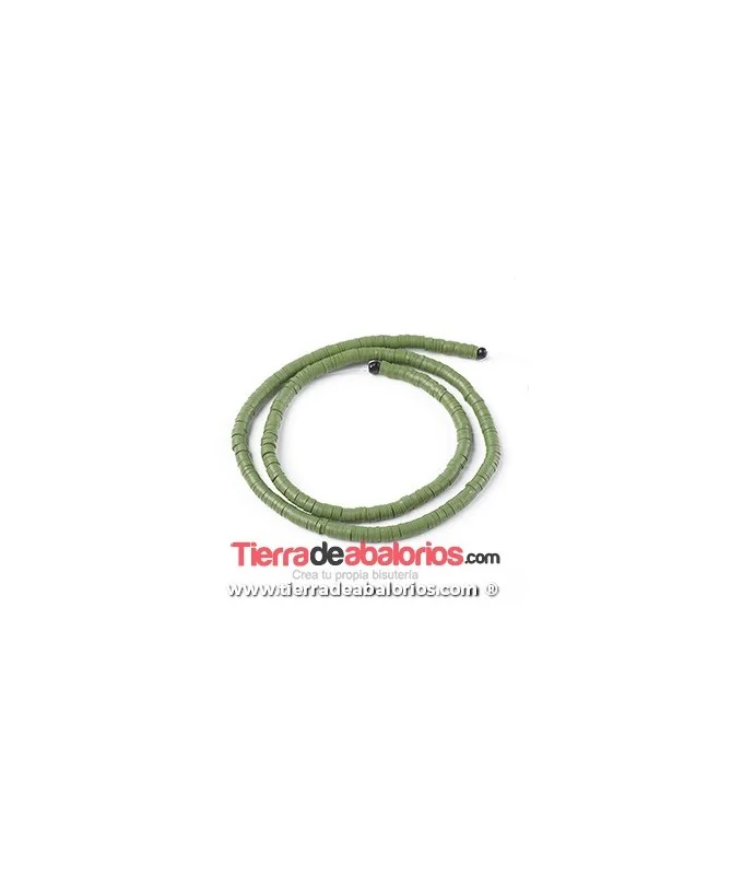 Aros de Arcilla 4x1mm Agujero 1mm, Verde Oliva