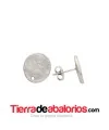 Pendiente Disco Rugoso 15mm, Plata Vieja