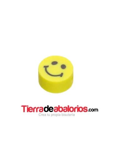 Entrepieza Arcilla Cara Feliz 10x5mm, Amarillo