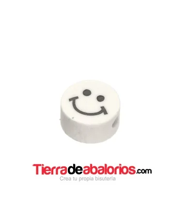 Entrepieza Arcilla Cara Feliz 10x5mm, Blanco