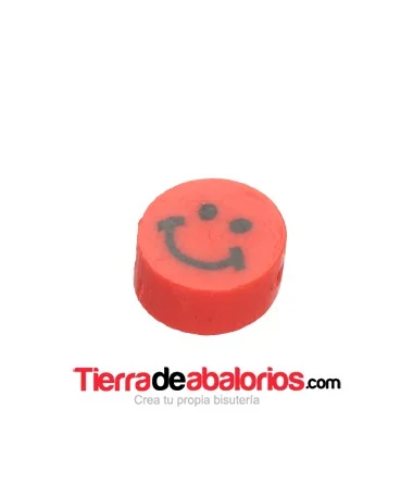 Entrepieza Arcilla Cara Feliz 10x5mm, Rojo