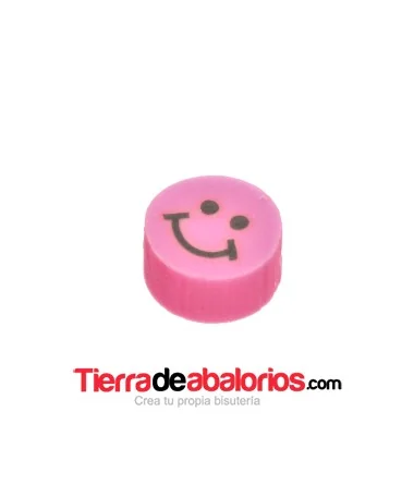 Entrepieza Arcilla Cara Feliz 10x5mm, Rosa Chicle