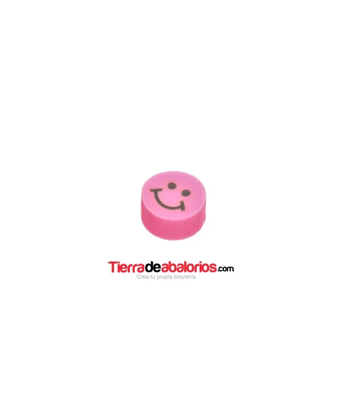 Entrepieza Arcilla Cara Feliz 10x5mm, Rosa Chicle