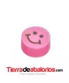 Entrepieza Arcilla Cara Feliz 10x5mm, Rosa Chicle
