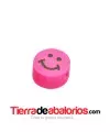 Entrepieza Arcilla Cara Feliz 10x5mm, Fucsia Flúor