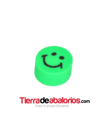 Entrepieza Arcilla Cara Feliz 10x5mm, Verde Flúor
