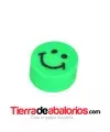 Entrepieza Arcilla Cara Feliz 10x5mm, Verde Flúor