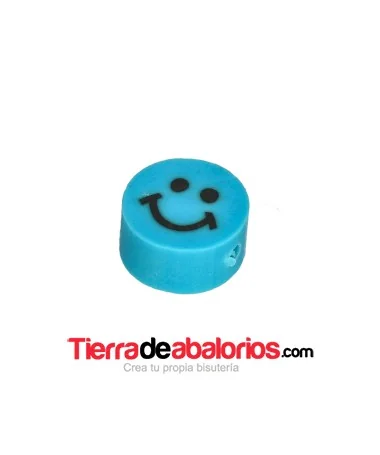 Entrepieza Arcilla Cara Feliz 10x5mm, Turquesa