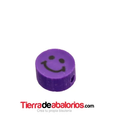 Entrepieza Arcilla Cara Feliz 10x5mm, Púrpura