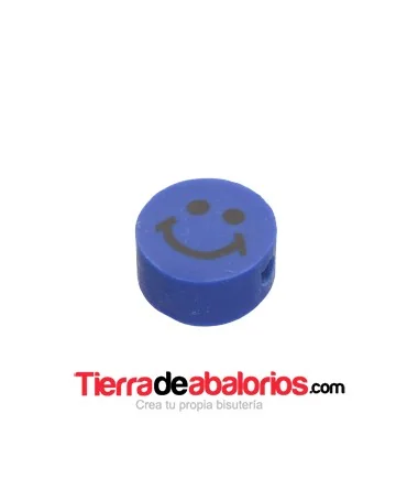 Entrepieza Arcilla Cara Feliz 10x5mm, Azul Marino