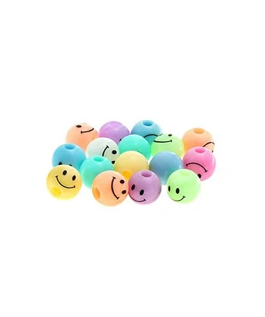 Bola Acrilica 8mm Agujero 2mm Cara Sonriente (50 uds)
