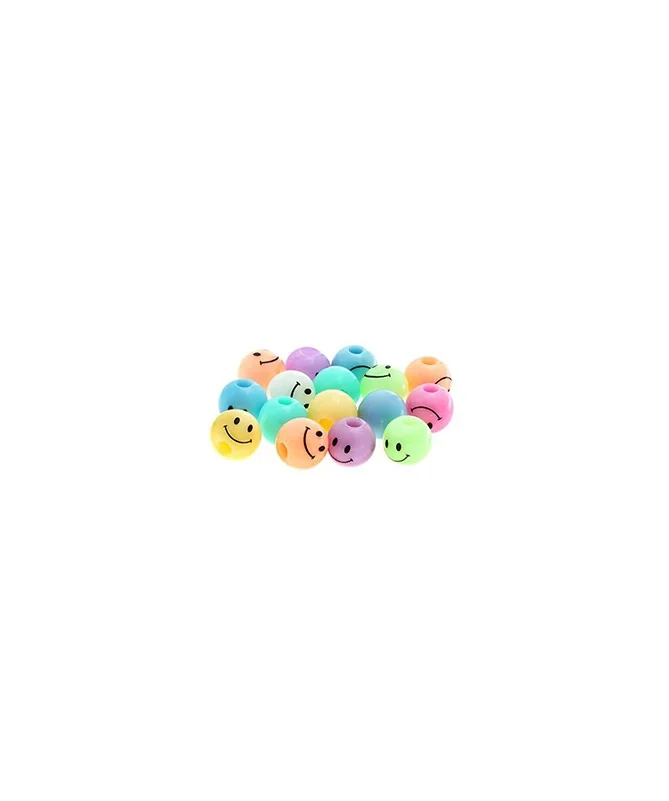 Bola Acrilica 8mm Agujero 2mm Cara Sonriente (50 uds) Bola Acrilica 8mm Agujero 2mm Cara Sonriente (50 uds)
