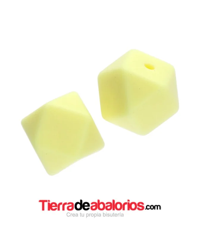 Hexagono Silicona 14mm Agujero 2mm, Amarillo Pastel