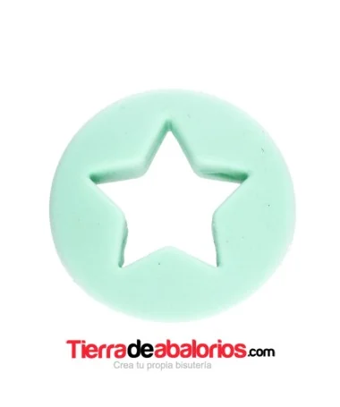 Moneda con Estrella 20x7mm Agujero 2,2mm, Verde Pastel Moneda con Estrella 20x7mm Agujero 2,2mm, Verde Pastel
