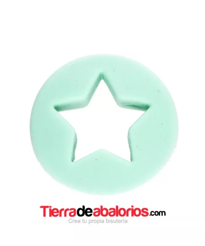 Moneda con Estrella 20x7mm Agujero 2,2mm, Verde Pastel Moneda con Estrella 20x7mm Agujero 2,2mm, Verde Pastel