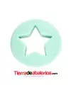 Moneda con Estrella 20x7mm Agujero 2,2mm, Verde Pastel Moneda con Estrella 20x7mm Agujero 2,2mm, Verde Pastel