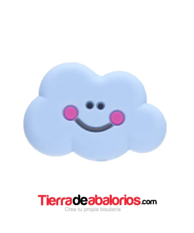 Nube de Silicona 30x20mm Agujero 2mm, Celeste Nube de Silicona 30x20mm Agujero 2mm, Celeste