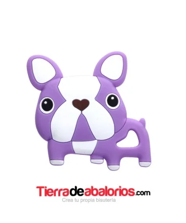 Mordedor de Silicona Perrito 80x75mm, Lila y Blanco