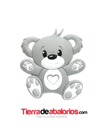 Mordedor de Silicona Oso 86x78mm, Gris Mordedor de Silicona Oso 86x78mm, Gris
