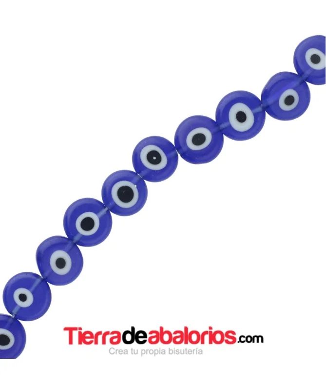 Ojo Turco Moneda 10mm Agujero 1mm, Azul Ojo Turco Moneda 10mm Agujero 1mm, Azul