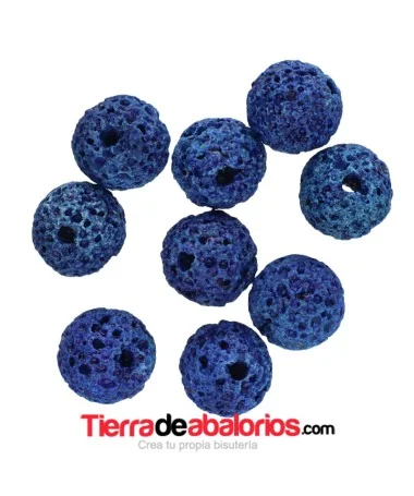 Lava Volcánica 8mm Agujero 1,5mm, Azulón Lava Volcánica 8mm Agujero 1,5mm, Azulón