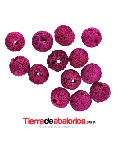 Lava Volcánica 8mm Agujero 1,5mm, Fucsia Lava Volcánica 8mm Agujero 1,5mm, Fucsia
