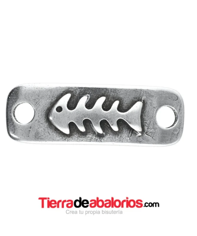 Conector Curvo Raspa Pescado 38x12mm, Plateado