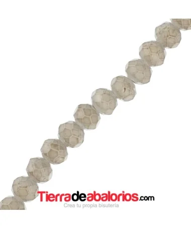Bola Rondel Facetado 4x3,5mm Agujero 1mm Gris Opalino