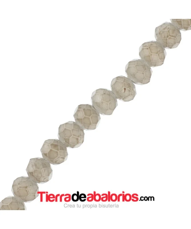 Bola Rondel Facetado 4x3,5mm Agujero 1mm Gris Opalino