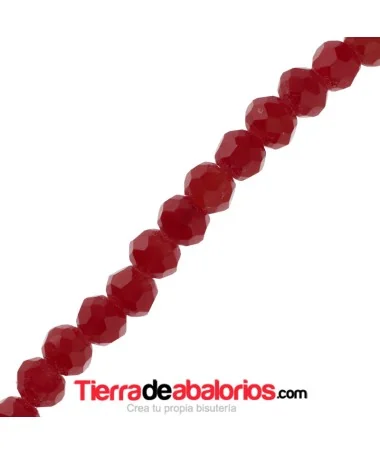 Bola Rondel Facetado 4x3,5mm Agujero 1mm Rojo