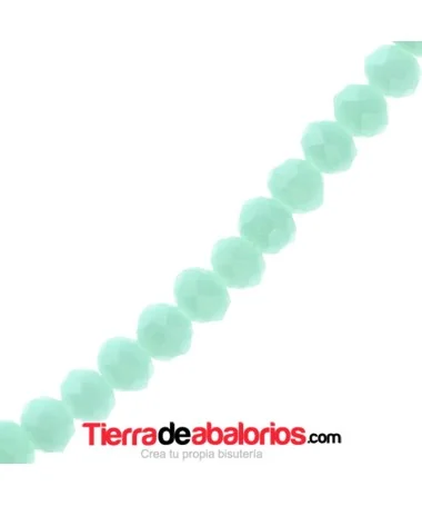 Bola Rondel Facetado 4x3,5mm Agujero 1mm Verde Pastel