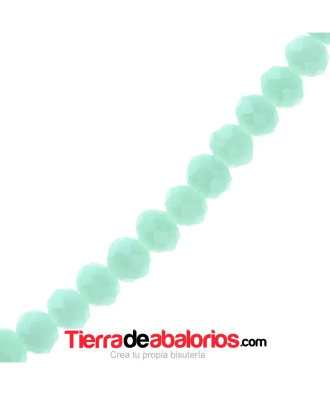 Bola Rondel Facetado 4x3,5mm Agujero 1mm Verde Pastel