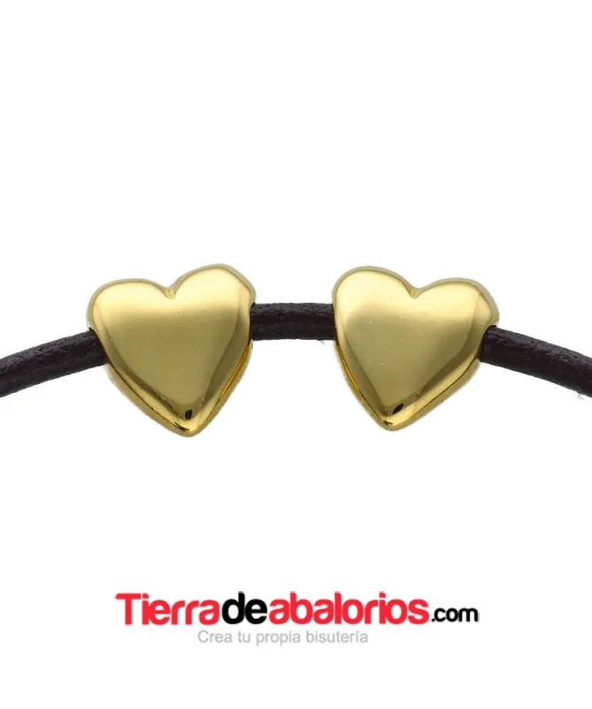 Entrepieza Corazón 15x13mm Agujero 3mm, Dorado