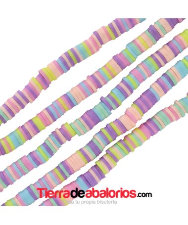 Aros de Arcilla 6x1,3mm Agujero 2mm, Multicolor Pastel