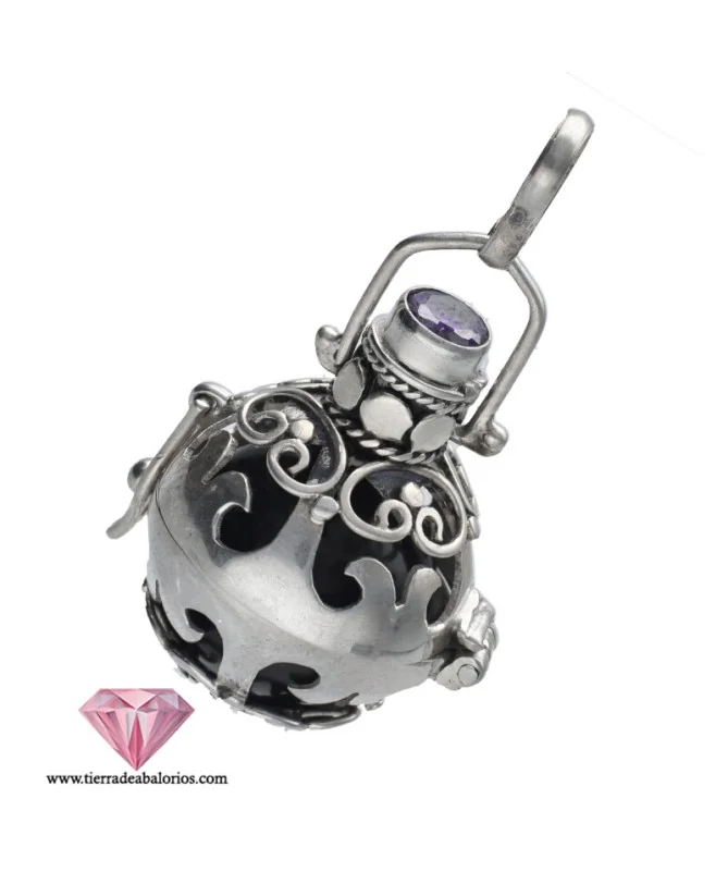 Llamador de Angeles Bola Negra 16mm, Plata de Ley Llamador de Angeles Bola Negra 16mm, Plata de Ley