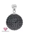 Llamador de Angeles Bola 18mm Swarovski Jet, Plata de Ley