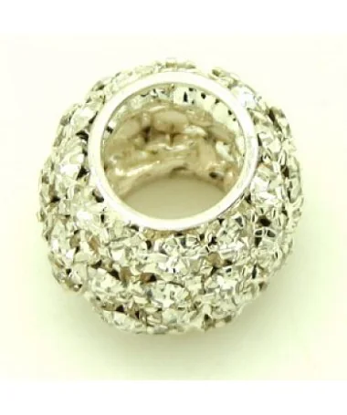 Bola Filigrana 23mm Agujero 11mm con Swarovski, Plateada Bola Filigrana 23mm Agujero 11mm con Swarovski, Plateada