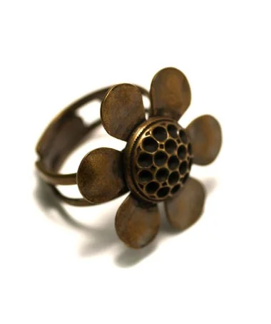 Anillo Ajustable Flor 27mm para Chatones, Oro Viejo