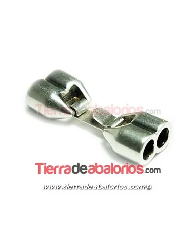 Cierre con Trabilla 2 Agujeros de 5mm, Plateado Cierre con Trabilla 2 Agujeros de 5mm, Plateado